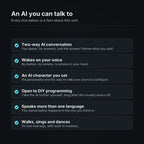 An AI you can talk to: two-way AI conversation, voice wake-up, an AI character you set, DIY programming, multi-language, walks sings and dances