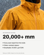 Sunny Orange | 20,000+ mm waterproof rating, taped seams, water-resistant zippers