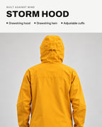 Sunny Orange | Storm hood, drawstring hem and adjustable cuffs, back view