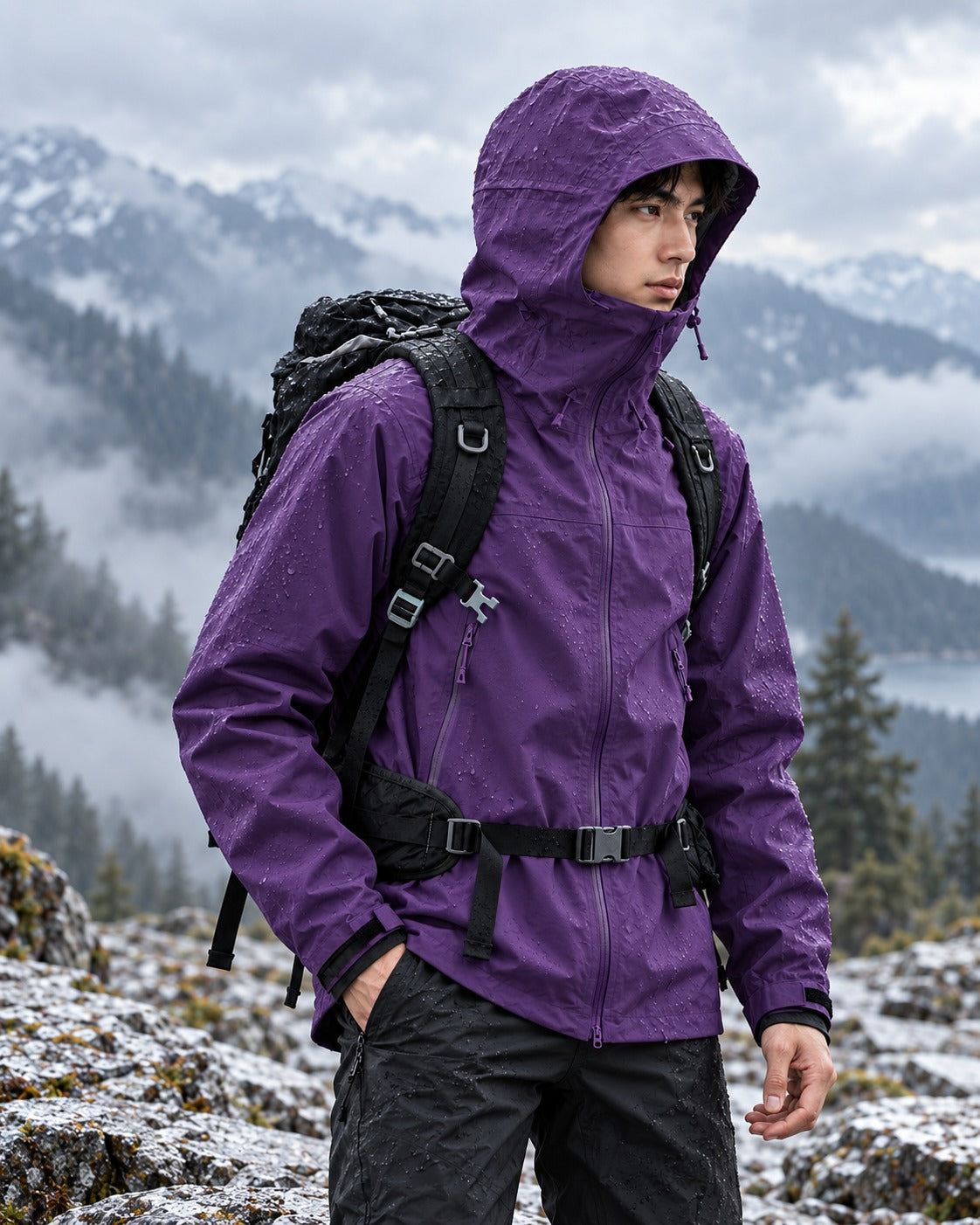 Purple | CAMEL membrane jacket in the mountains