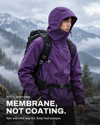 Purple | Membrane, not coating: rain and wind stay out, body heat escapes
